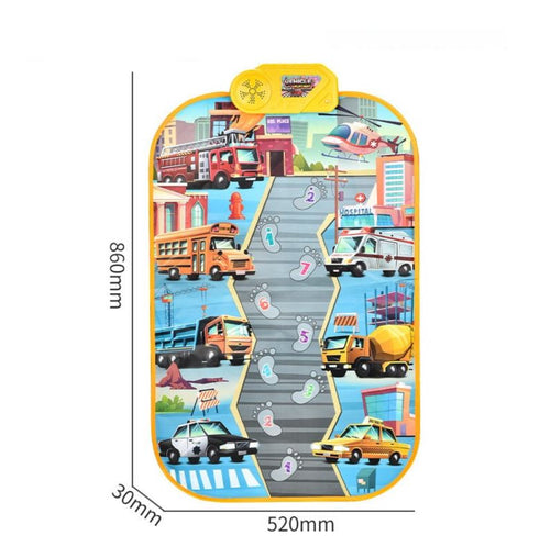 2-Pack Kids Multifunctional Electronic Dance Mat(52x86CM) - Dinosaur & Transport Theme Play Mat with Sound Recognition for Early Education and Physical Exercise