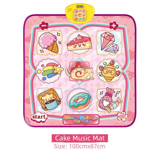 2-Pack Kids Multifunctional Electronic Dance Mat(100x87CM) - Dessert & Pink Ornament Theme Play Mat with Sound Recognition for Early Education and Physical Exercise