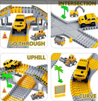 343 track-building sets, track-course - STEM learning toys, construction vehicles (concrete mixers, dump trucks), Develop motor skills and creativity