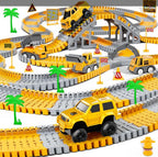343 track-building sets, track-course - STEM learning toys, construction vehicles (concrete mixers, dump trucks), Develop motor skills and creativity