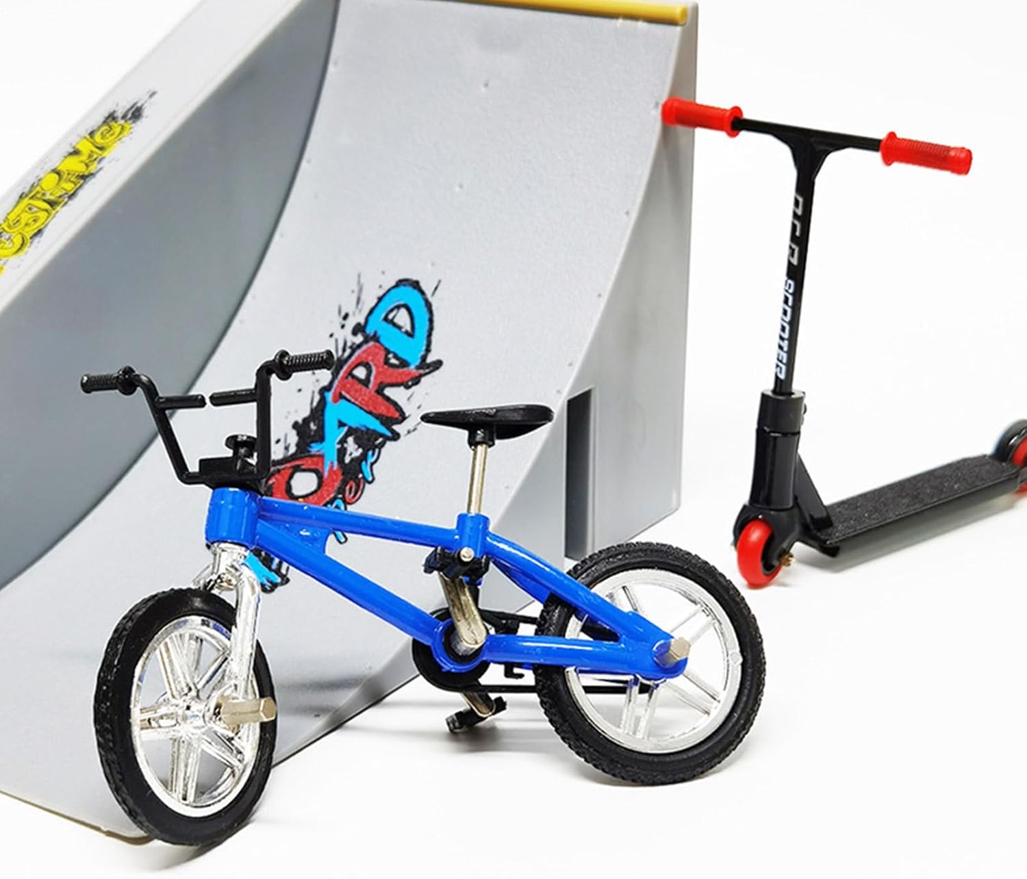 Finger Skateboard Ramp Set 16 Piece Park Kit Compatible with STASHABLES Includes Skateboards Ramps Scooters Skates Bikes Wheels