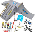 Finger Skateboard Ramp Set 16 Piece Park Kit Compatible with STASHABLES Includes Skateboards Ramps Scooters Skates Bikes Wheels