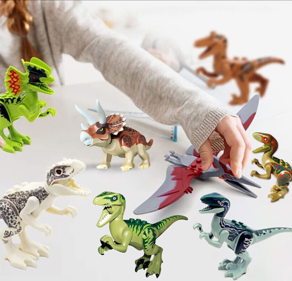 8 x Jurassic World Dinosaur Figures Building Toys Blocks Best Kids Gift Multi-coloured