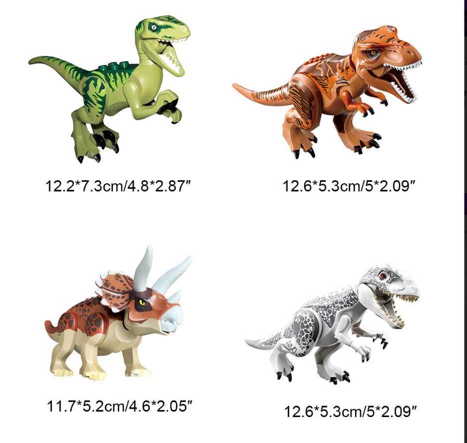 8 x Jurassic World Dinosaur Figures Building Toys Blocks Best Kids Gift Multi-coloured