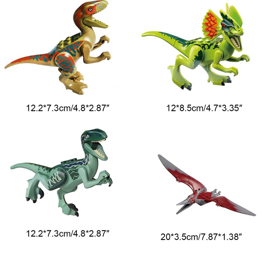 8 x Jurassic World Dinosaur Figures Building Toys Blocks Best Kids Gift Multi-coloured