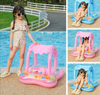 Baby Swim Ring Inflatable Pool Float with Handle UPF 50+ Sun Protection for Children 3 to 36 Months Blue