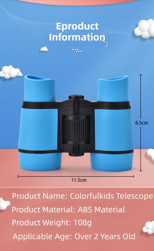 Blue 6X30 Lightweight Kids Binoculars with Non-Slip Colorful Rubber Grips - Educational Outdoor Exploration Toy with Shoulder Strap