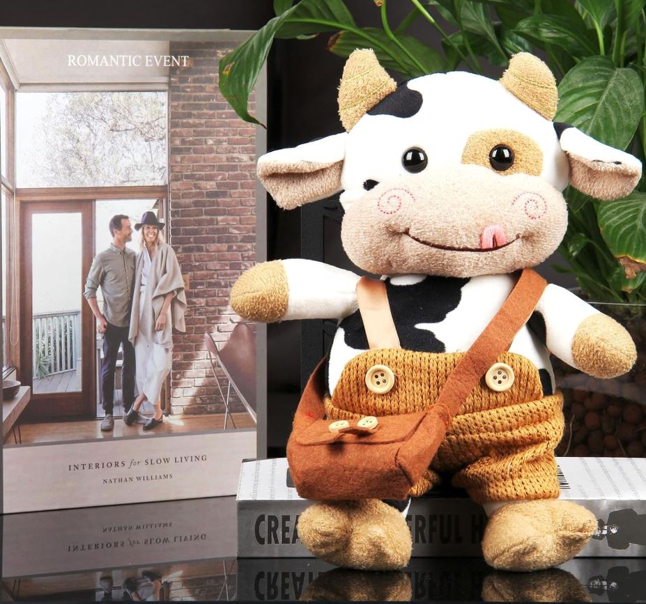 Brown Cow Plush Toy 30cm Soft Hug Pillow Compatible with Yux