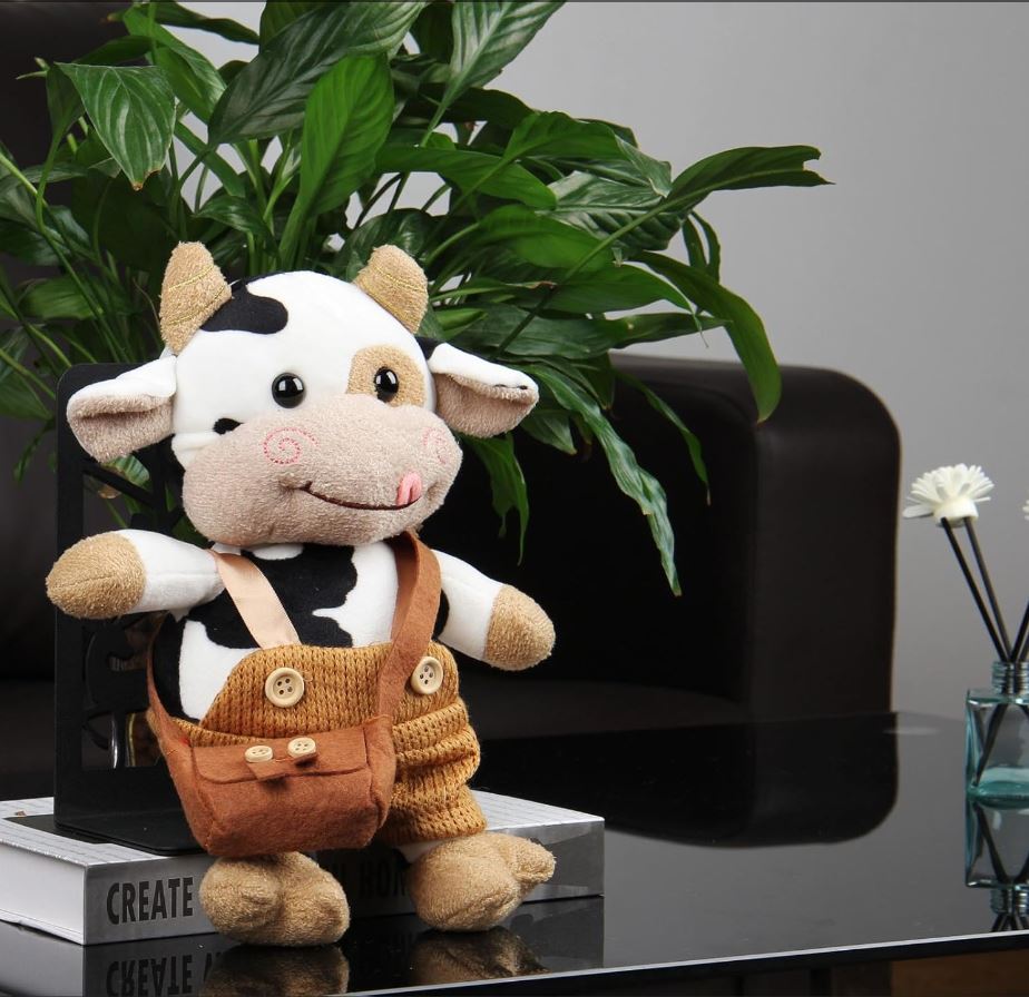 Brown Cow Plush Toy 30cm Soft Hug Pillow Compatible with Yux