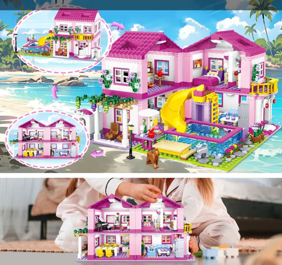 City Villa Castle Building Blocks Set With Pool