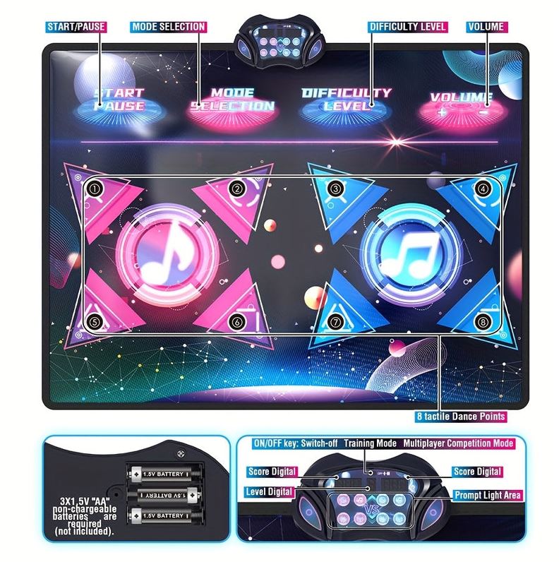 Double Dance Mat Music Light Exercise Toy