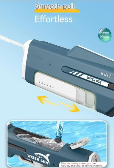 Electric Water Gun Auto Refill 43cm High Pressure Blaster Toy Rechargeable Squirt Soaker for Kids & Adults White