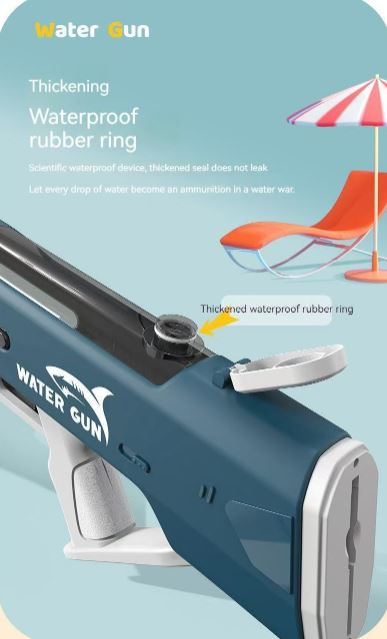 Electric Water Gun Auto Refill 43cm High Pressure Blaster Toy Rechargeable Squirt Soaker for Kids & Adults White