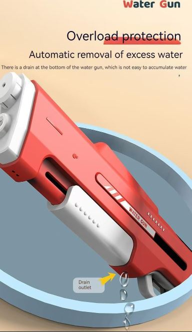 Electric Water Gun Auto Refill 43cm High Pressure Blaster Toy Rechargeable Squirt Soaker for Kids & Adults White
