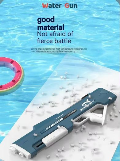 Electric Water Gun Auto Refill 43cm High Pressure Blaster Toy Rechargeable Squirt Soaker for Kids & Adults White