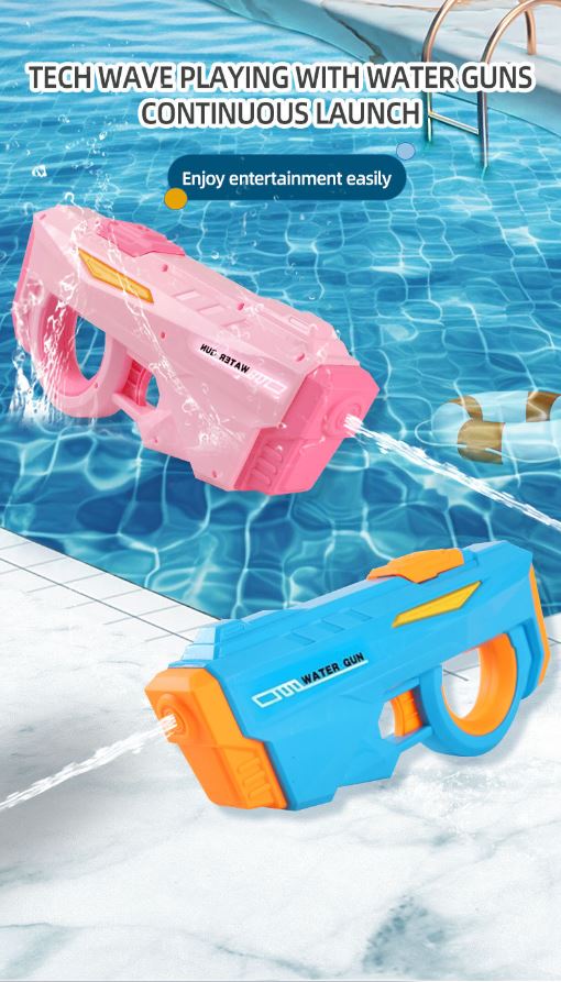 Electric Water Gun Automatic Continuous Fire Squirt Toy 8m Range Rechargeable Battery Outdoor Pool Beach Fun Pink
