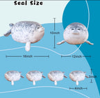 Gray Chubby Seal Plush Pillow with 4 Baby Seals Inside: Soft Stuffed Animal for Kids, Hug Pillow & Room Decor – Perfect Gift for Children