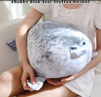 Gray Chubby Seal Plush Pillow with 4 Baby Seals Inside: Soft Stuffed Animal for Kids, Hug Pillow & Room Decor – Perfect Gift for Children