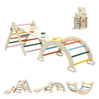 Keezi Kids Triangle Climbing Toys Set With Slide Climber With Arch.
