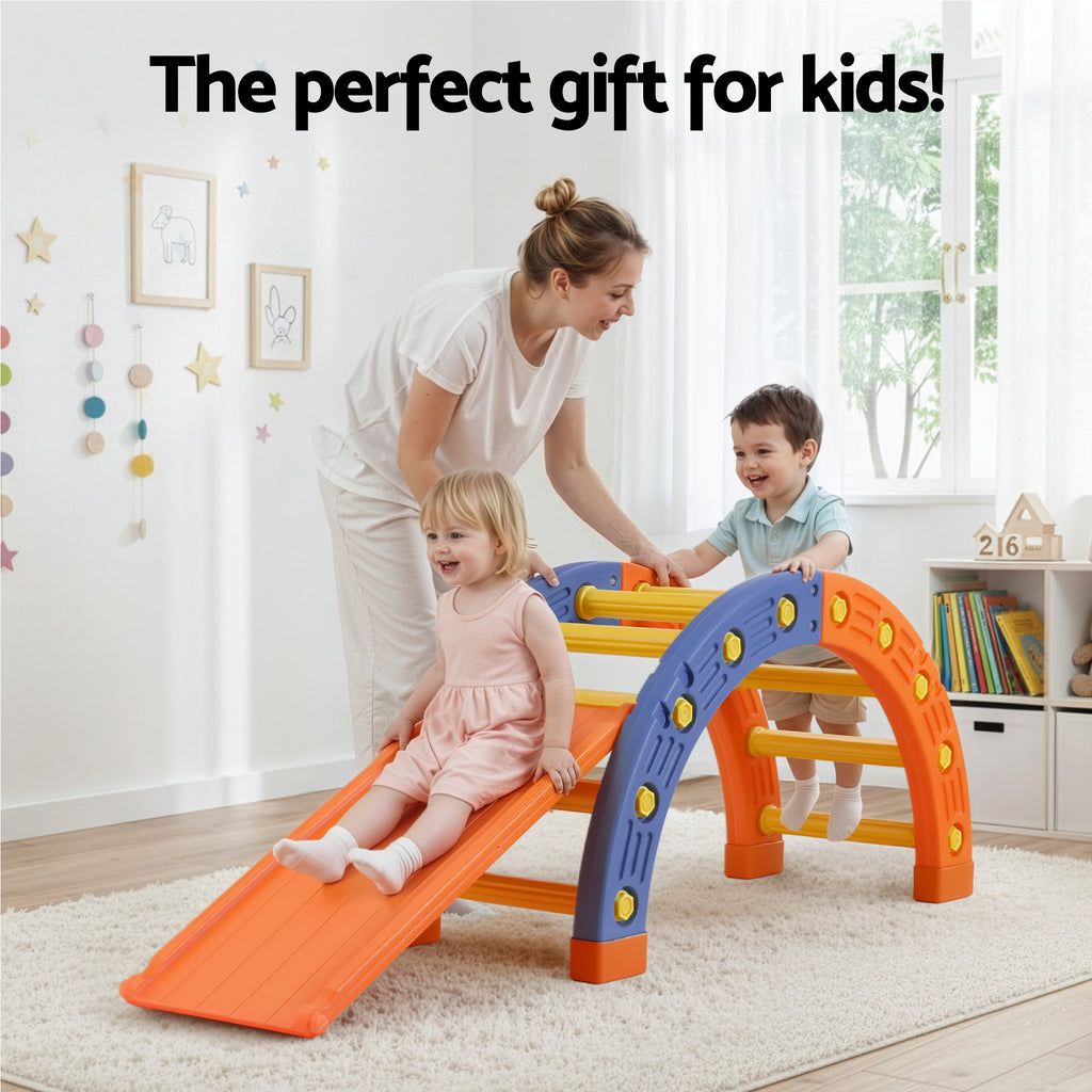 Keezi Kids Climbing Frame Set With Slide Indoor Outdoor Toddler Toys Pikler Arch Climber