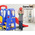 Kids Slide Swing Set Basketball Hoop Outdoor Playground Toys 120cm Blue.