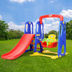Kids Slide Swing Set Basketball Hoop Outdoor Playground Toys 120cm Blue.