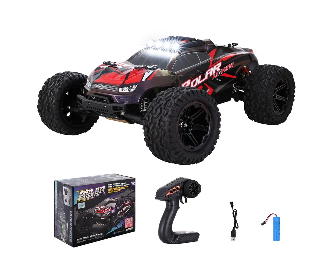 Keezi 1:8 Scale 2WD RC Off-Road Truck with Lights, 2.4GHz Remote Control Car