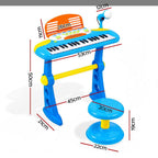 Keezi Kids Piano Keyboard 37 Keys Electronic Musical Instrument Set w/ Stool Microphone
