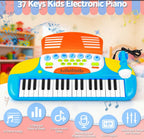 Keezi Kids Piano Keyboard 37 Keys Electronic Musical Instrument Set w/ Stool Microphone