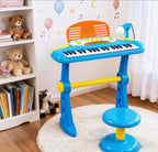 Keezi Kids Piano Keyboard 37 Keys Electronic Musical Instrument Set w/ Stool Microphone
