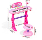 Keezi Kids Piano Keyboard 37 Keys Electronic Musical Instrument Set w/ Stool Microphone