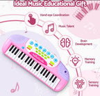 Keezi Kids Piano Keyboard 37 Keys Electronic Musical Instrument Set w/ Stool Microphone