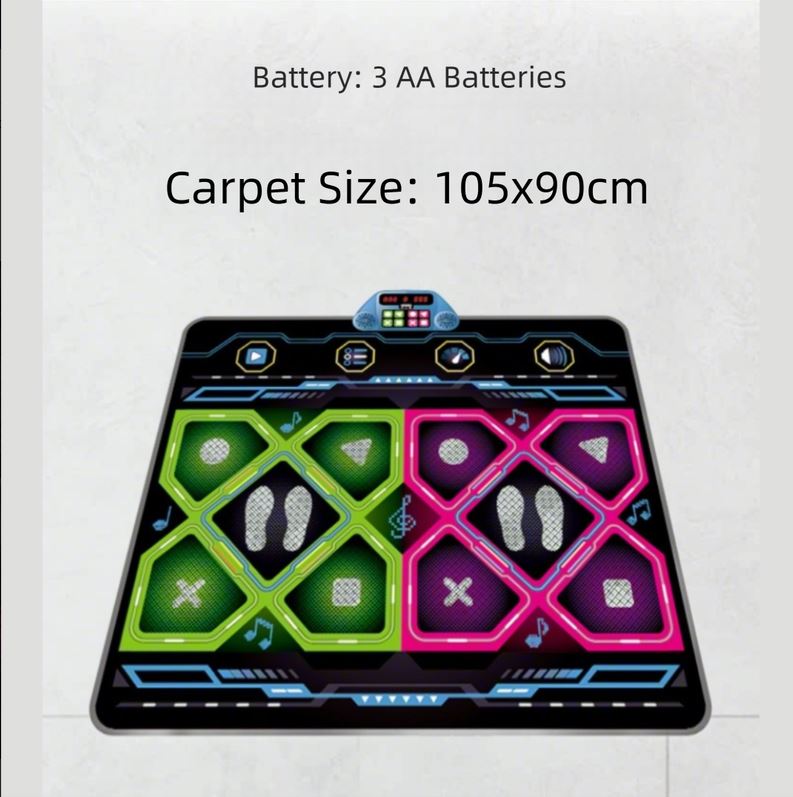Kids Dual Player Interactive Electronic Dance Mat - Extra Large 105x90cm Anti-Slip Music Game Pad with Two Modes & Three Ways, No TV Required