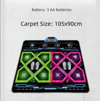 Kids Dual Player Interactive Electronic Dance Mat - Extra Large 105x90cm Anti-Slip Music Game Pad with Two Modes & Three Ways, No TV Required