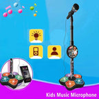 Kids Star Karaoke Microphone Stand Adjustable Height Music Toy PINK with Flashing Lights and MP3 Connectivity for Boys and Girls