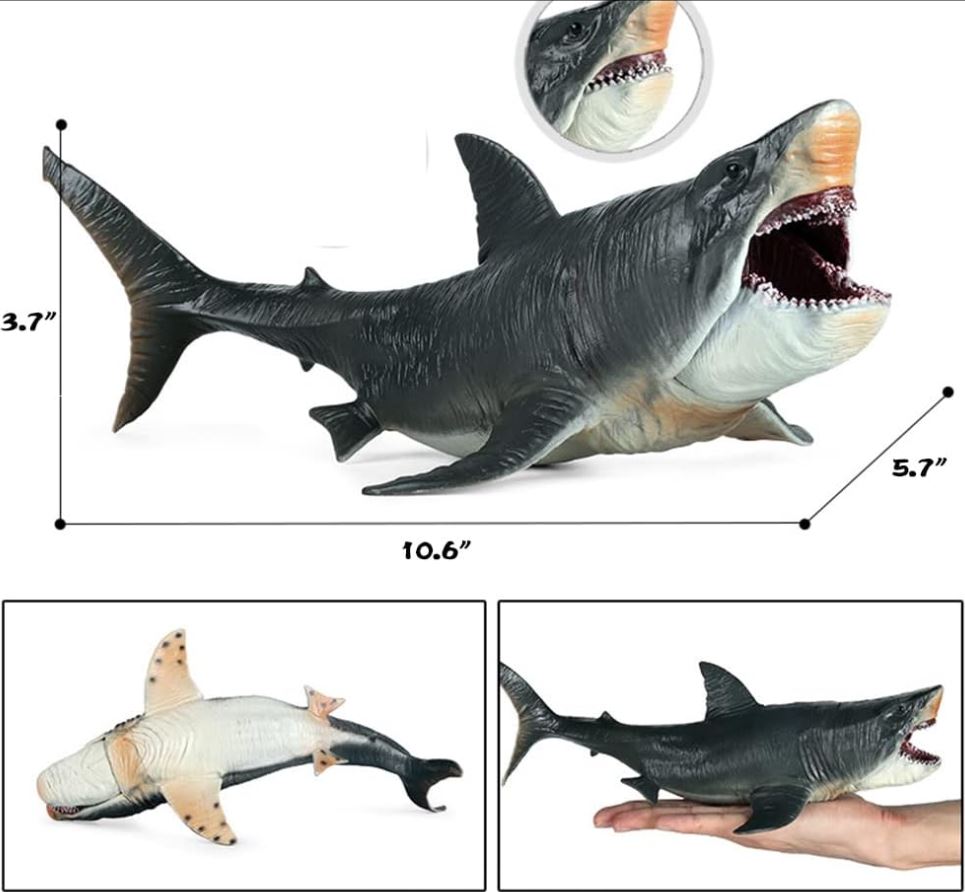 Large Megalodon Shark Toy, Plastic Sea Animal Figure, Realistic Sea Monster Toy Figure