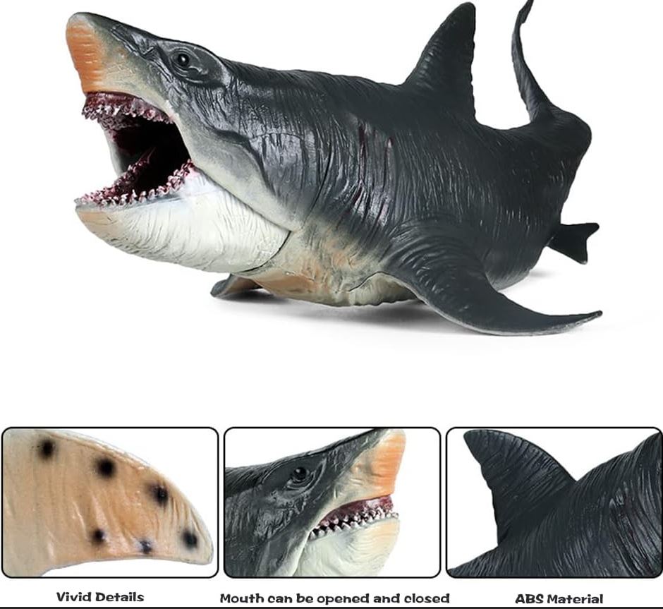 Large Megalodon Shark Toy, Plastic Sea Animal Figure, Realistic Sea Monster Toy Figure