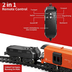Rechargeable Remote Control Train Set with Smoke, Sounds, Lights, Track & 5 Train Cars – Black