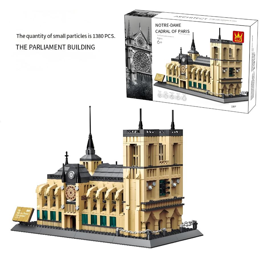 Notre-Dame Cathedral of Paris Mini Building Blocks Model – Iconic Gothic Landmark for Home Display, Educational Play & Gift-Giving (Beige) | Other Architectural Models Available In-Store