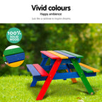 Keezi Kids Wooden Picnic Table Set with Umbrella All Coloured