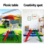 Keezi Kids Wooden Picnic Table Set with Umbrella All Coloured
