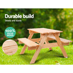 Keezi Kids Wooden Picnic Table Set with Coloured Umbrella