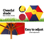 Keezi Kids Wooden Picnic Table Set with Coloured Umbrella