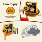 Keezi Kids Pretend Role Play Toy Coffee Shop with Coffee Maker Machine Play Money Food Tea Party Set