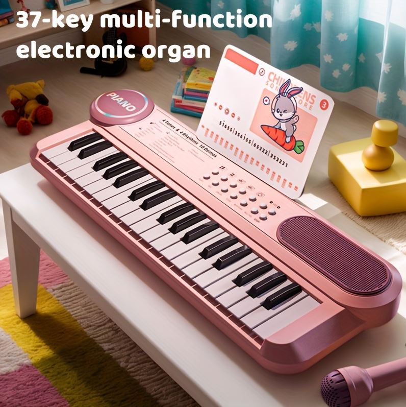 Portable Kids' Electronic Piano with Sheet Music and Microphone - Professional 37-Key Tactile Feedback, Support Recording & Multiple Performance Modes, Beginner-Friendly & Durable Musical Toy(Blue)