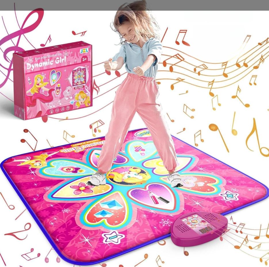 Purple Wireless Kids Electronic Princess Dance Mat & Music Playmat(90x90CM) - 7 Modes Foot Game Pad Toy with Digital Score Display