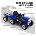 Kids Electric Ride On Tractor Toy 12V Blue