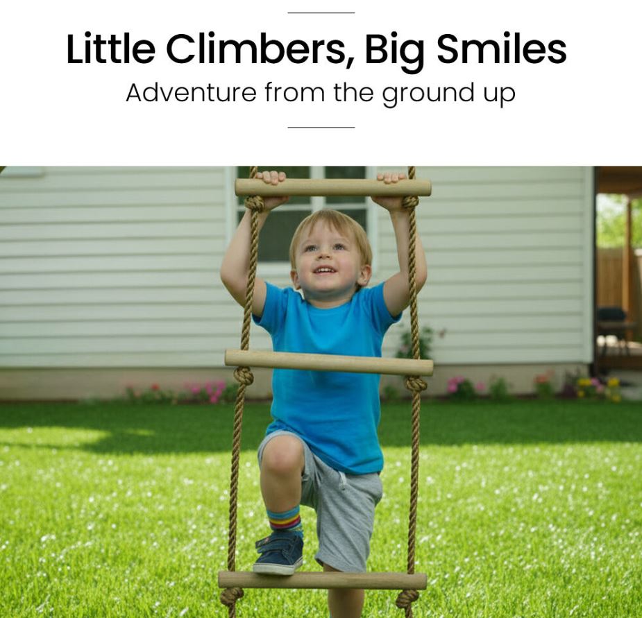 ROVO KIDS Ultimate Outdoor Monkey Bars Playset Frame, with Climbing Wall, Disc Swing, Rope Ladder