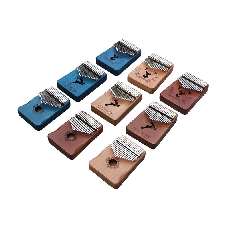 Retro forest deer 17 Key Kalimba Thumb Piano Solid Wood Portable Finger Piano for Beginners and Music Lovers Includes Tuning Kit and Bag for Australian Lifestyle(Hand care style)