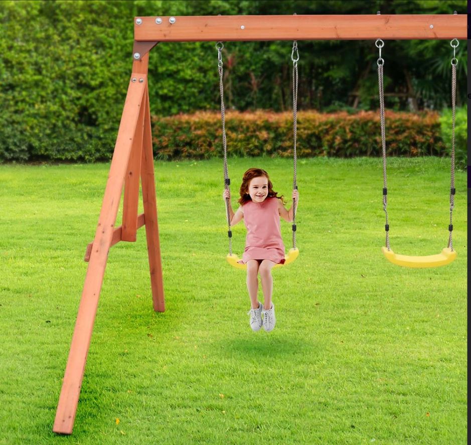 Rovo Kids Outdoor Slide and Swing Play Set with Climbing Wall and Sandpit